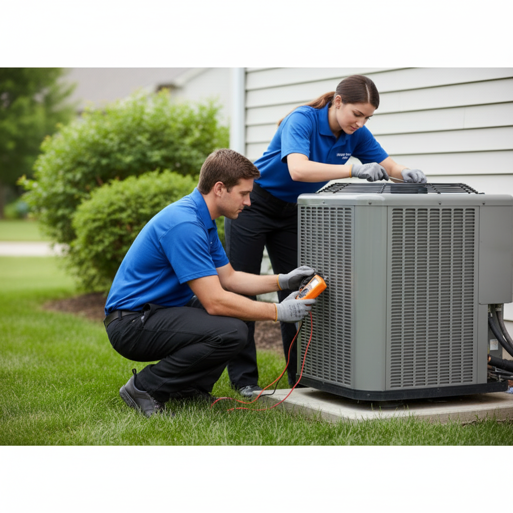2 workers fixing AC Unit_16x9